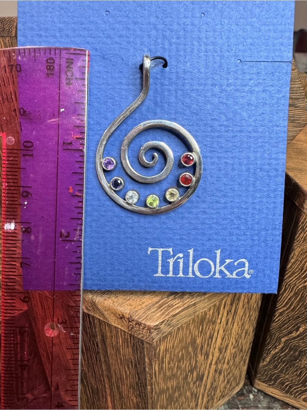 Triloka Windrose Sterling Silver Chakra Spiral Pendant - Picture 3 of 4